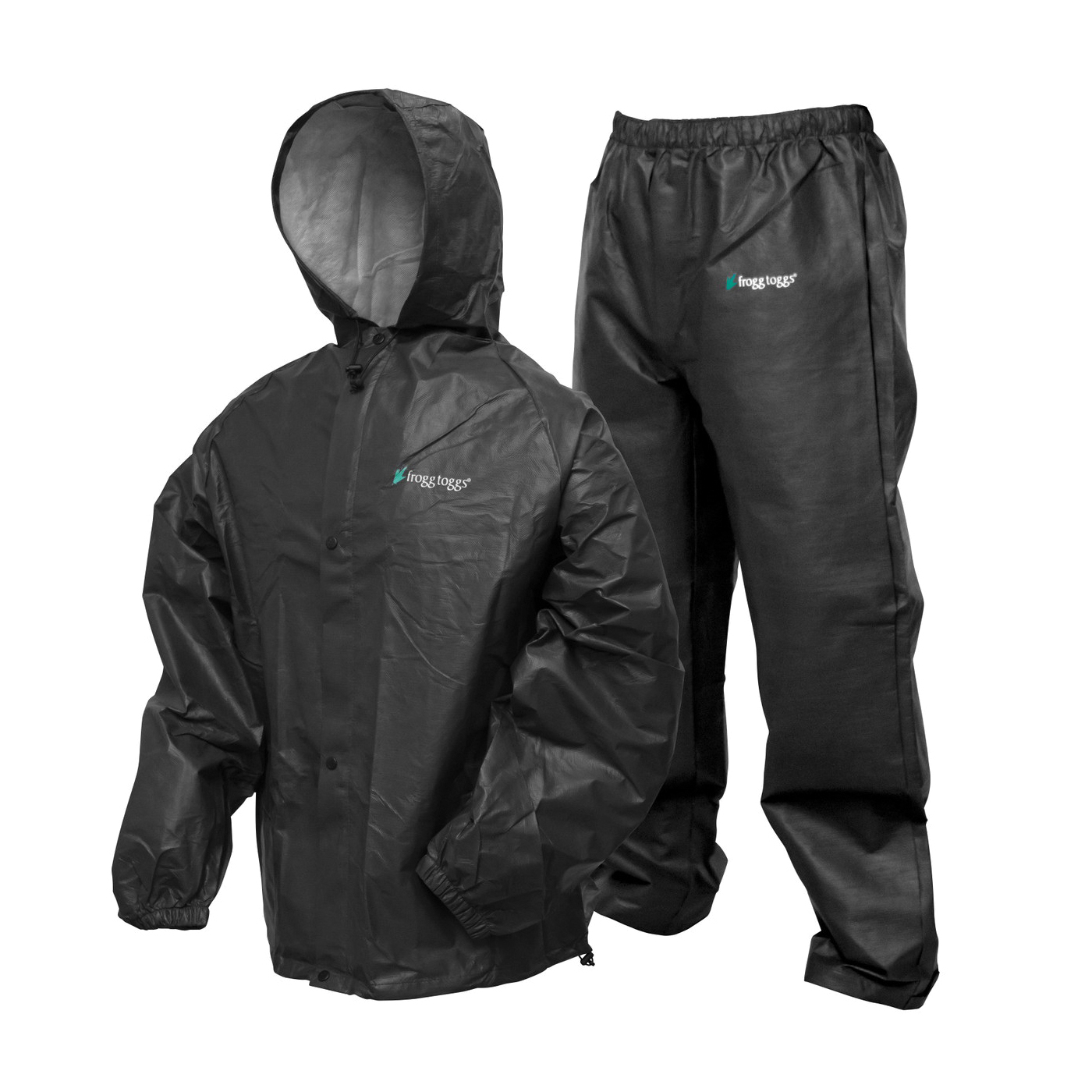 Frogg Toggs PL12140-01M/L Pro Lite Rain Suit, M/L, Black, Adjustable Collar, Zipper Closure - 1