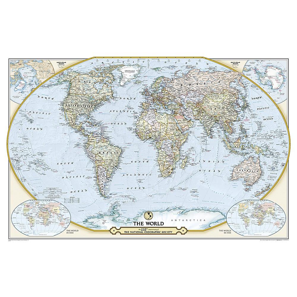 National Geographic 0-7922-9324-X Enlarged Wall Map, World - 1