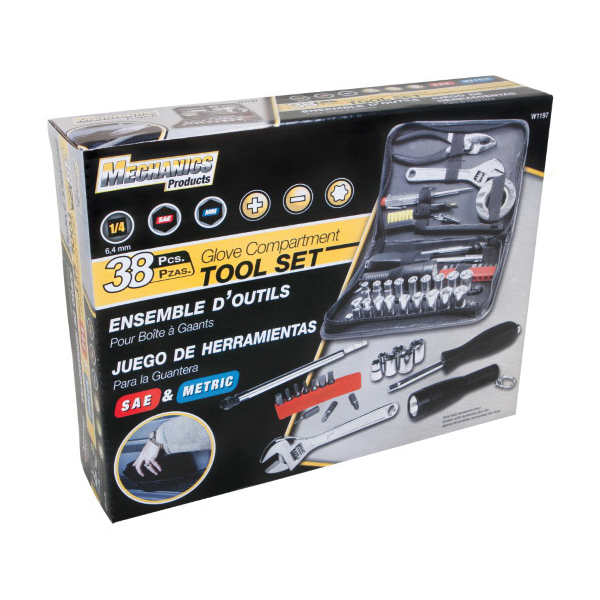 Performance Tool W1197 Auto Tool Kit, Compact, 1/4 in, Nylon, Black - 4
