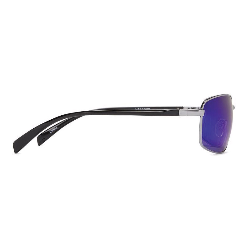 Fisherman Eyewear Harbor Polarized Sunglasses, Shiny Gunmetal Frame (Grey Blue Mirror Lens) Large/XL