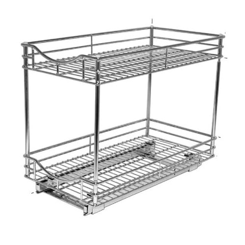 Lynk 441121 Pull Out Cabinet Organizer, 2-Shelf, Steel, Chrome - 1