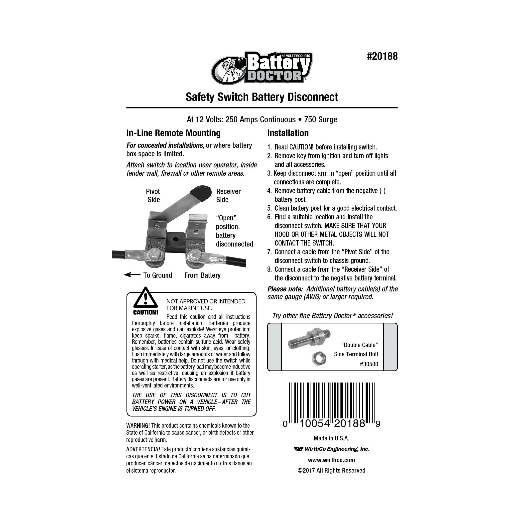 Wirthco 20188 Battery Disconnect Switch - 3