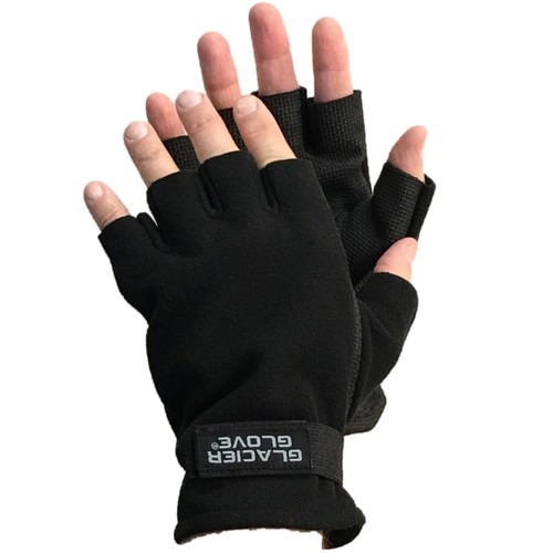 Glacier Glove 757BKXL Fingerless Gloves, XL, Hook-and-Loop Cuff, Neoprene, Black - 1
