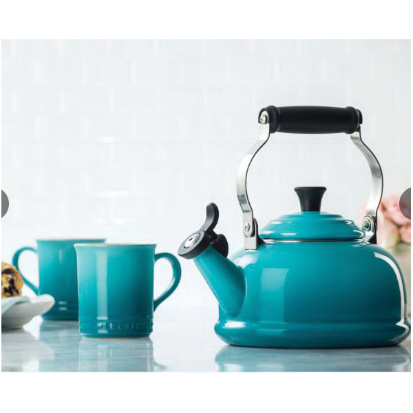 Le Creuset Q3101-59 Whistling Kettle, 1.7 qt, Ergonomic Handle, Steel, Enamel, Marseille - 1