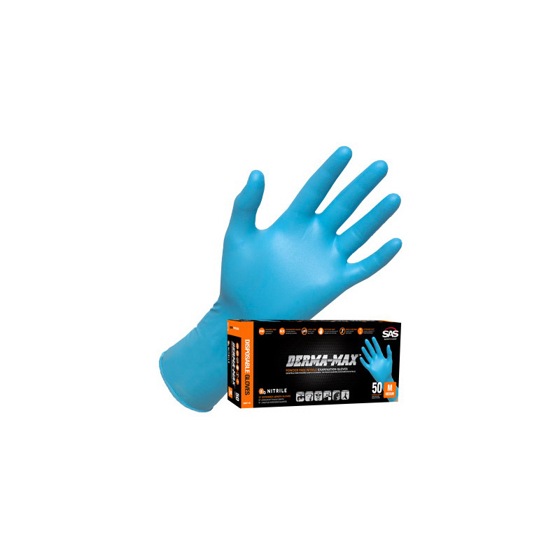 SAS Safety Corp Derma-Max 6606-40 Disposable Gloves, S, Nitrile, Powder-Free, 12 in L - 2