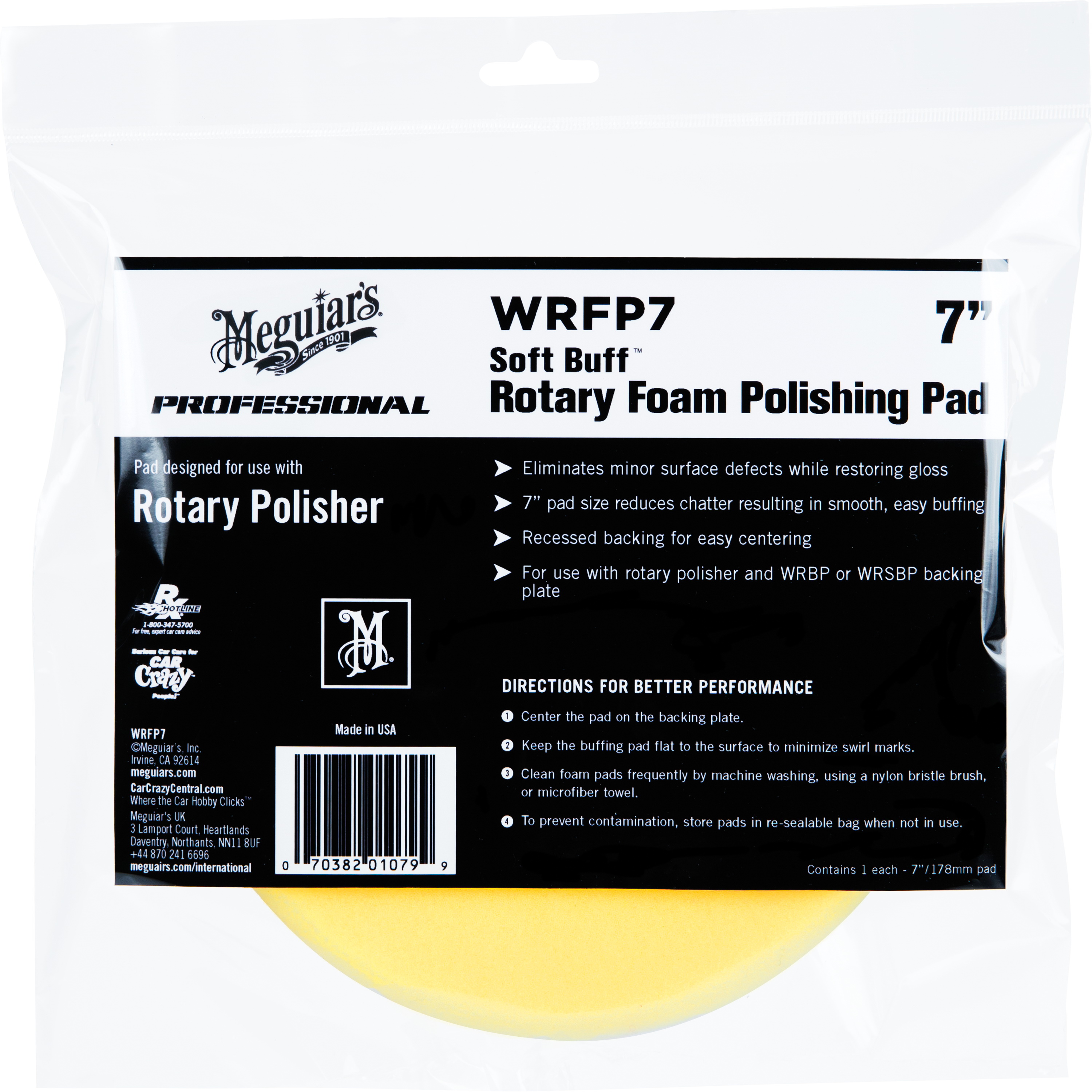 MEGUIAR'S Soft Buff WRFP7 Polishing Pad, 7 in, Foam - 1