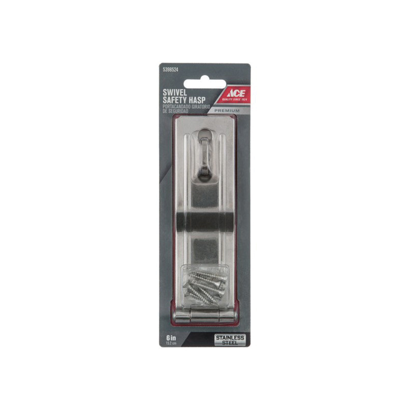 Safety Hasp, Ace, 6 in L, Stainless Steel, Swivel Staple - 2