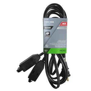 ACE INPD162PT212BK Extension Cord, 16/2 AWG Cable, Male, Female, 12 ft L, 13 A, 125 V, Black - 2