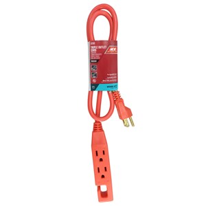 ACE 1IP-002-003FOG Extension Cord, 14/3 AWG Cable, 3-Outlet, 3 ft L, 13 A, 125 V, Orange - 1