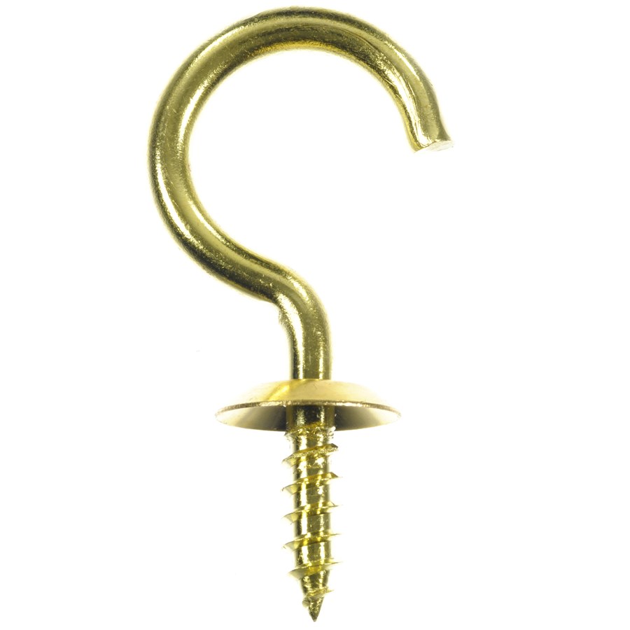 ACE 01-3477-478 Cup Hook, 5/32 in Thread, 1-1/2 in L, Brass, Polished Brass - 1