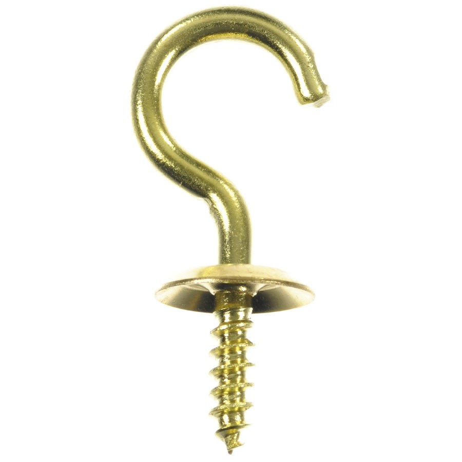 ACE 01-3477-470 Cup Hook, 7/64 in Thread, 1-1/8 in L, Brass, Polished Brass - 1