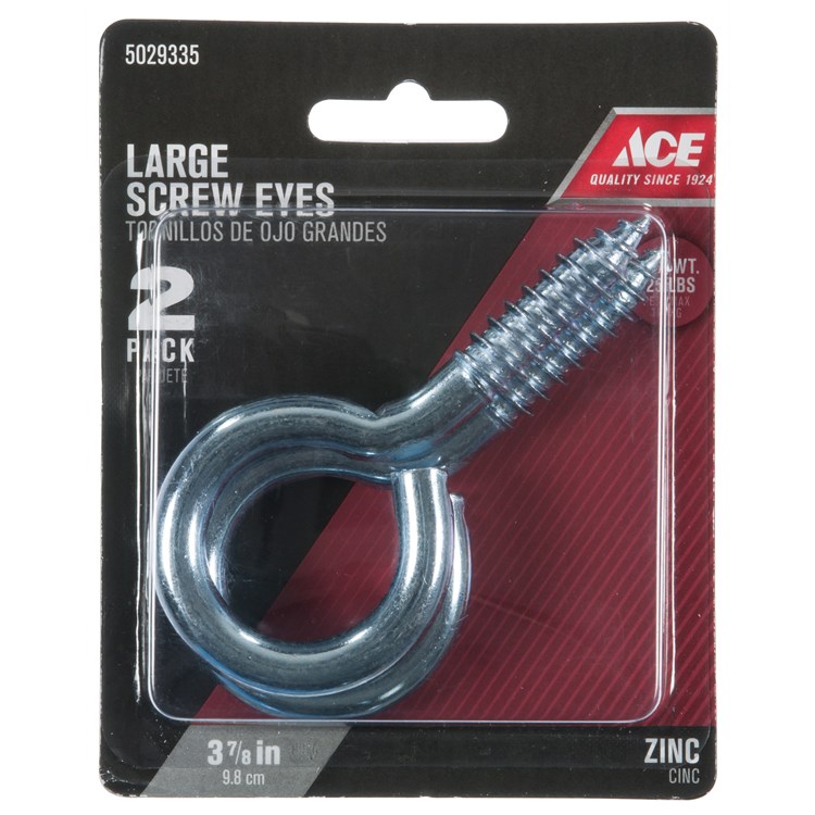 ACE 01-3468-557 Screw Eye, 3/8 in Dia Wire, 7/16 in Thread, 1-3/4 in L Thread, 3-7/8 in OAL, 325 lb Working Load, Steel - 2