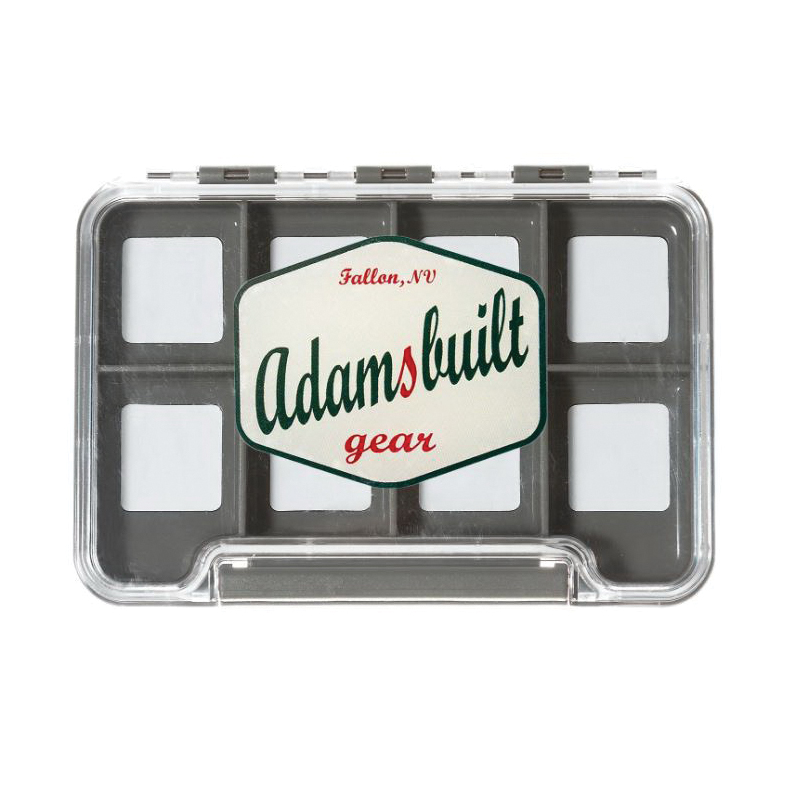 adamsbuilt Slim Waterproof Series AB96-8MC Fly Box, 3-3/4 in W, 5-1/2 in D, 8-Compartment, ABS, Clear - 1