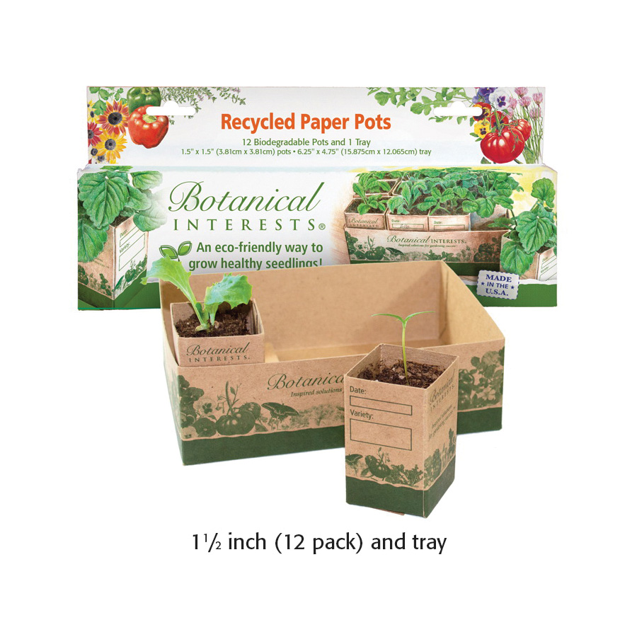 Botanical Interests 4738 Recycled Garden Pot, 1-1/2 in W, Paperboard - 2