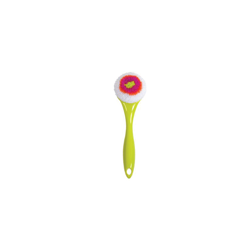 Casabella 8515558 Round Mesh Scrubber, 9 in OAL, Plastic Handle, Lime/Orange/Plum Handle - 3