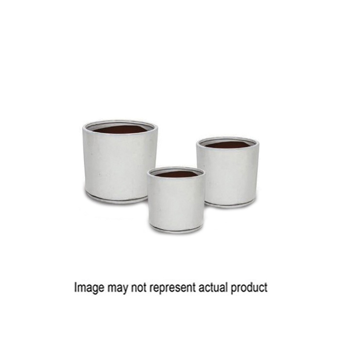 Ceramo CYLIN-W-5 Cylinder Pot with Saucer, 4-3/4 in H, 5 in W, Speckle White, Glaze - 1