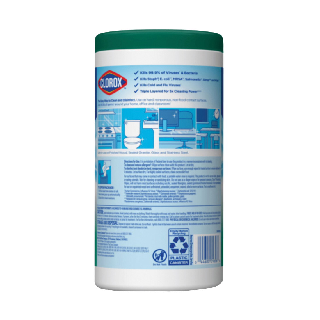 Clorox 1593 Disinfecting Wipes, 7 in L, 8 in W, Fresh - 2