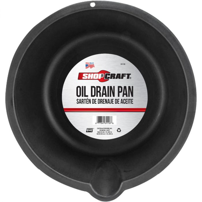 Custom Accessories 31118 Oil Drain Pan, 6 qt Capacity, Polyethylene, Black - 1