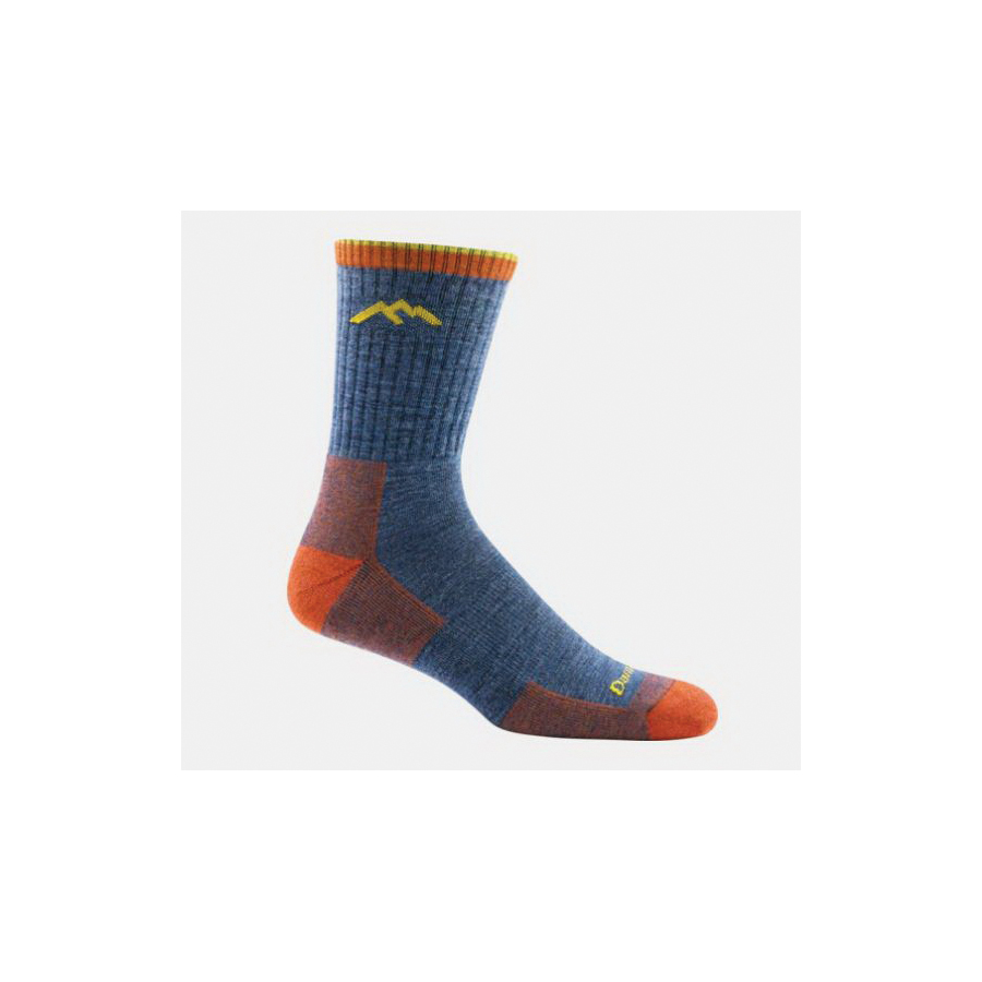 Darn Tough 1466-DENIM-L Hiker Micro Crew Socks, Men's, L, Merino Wool/Nylon/Spandex, Denim - 1