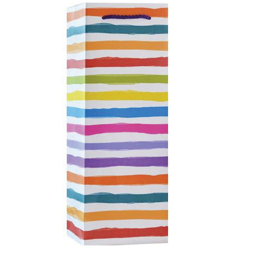 design DESIGN 223-08481 Rainbow Stripes Tote Bottle Bag, 4-3/4 in W, 14 in H - 1