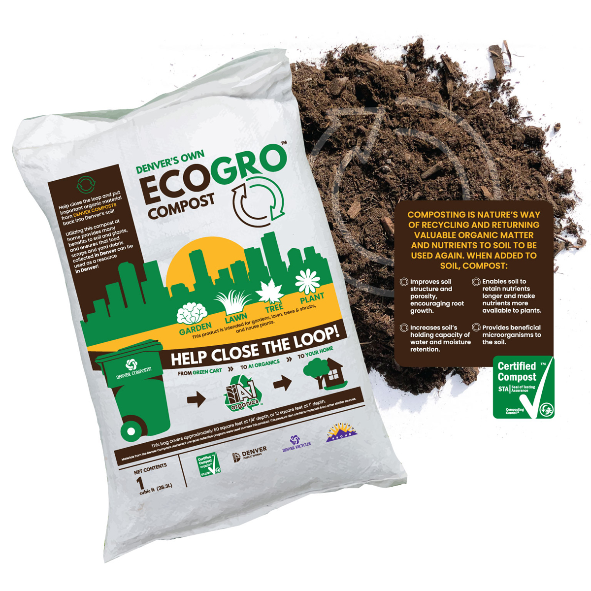 A1 Organics ECOGRO 47352 Compost, 1 cu-ft - 1