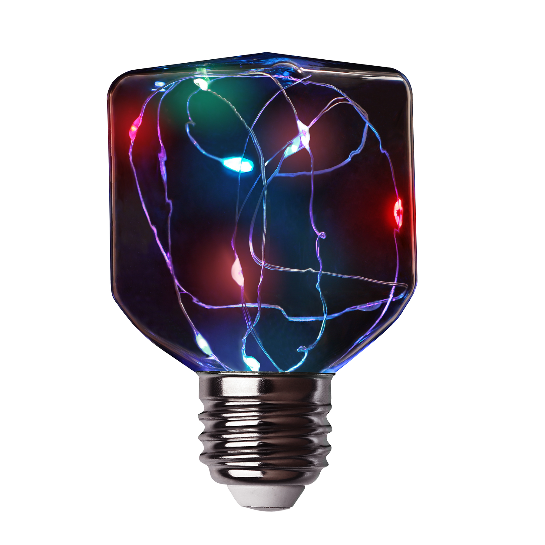 FY/SQ/RGB/LED LED Bulb, Decorative, Square Lamp, E26 Lamp Base, Blue/Green/Red Light