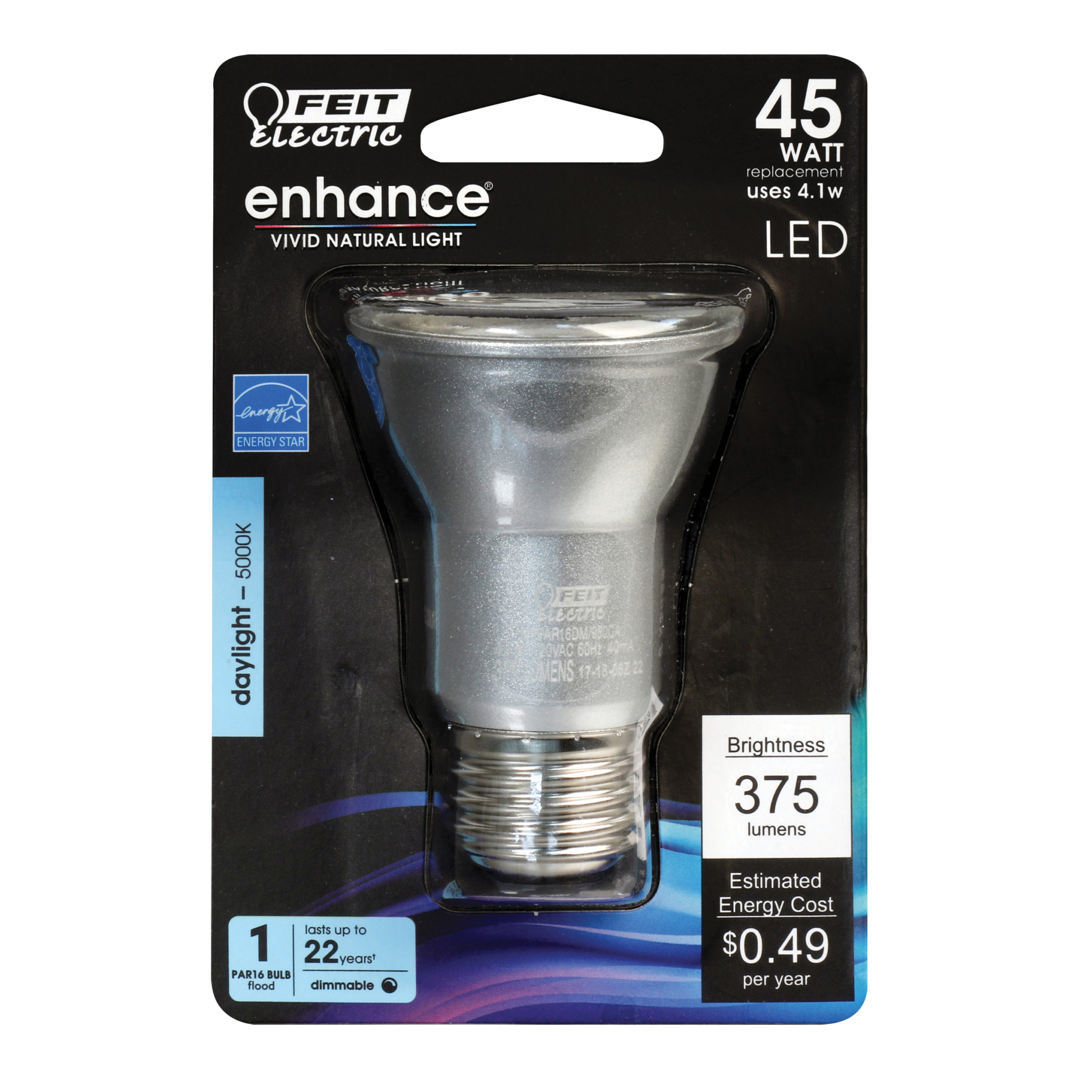 Feit Electric BPPAR16DM/950CA LED Bulb, Flood/Spotlight, 375 Lumens, 4.1 W, PAR16 Lamp, 45 W Equivalent, E26 Lamp Base - 2