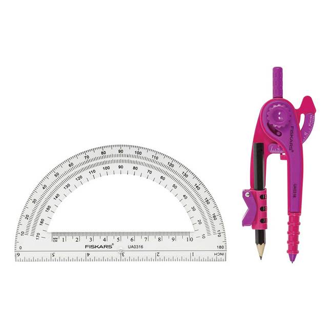 Fiskars 1565901001 Protractor and Compass Set, 12 in Circle, Plastic - 3