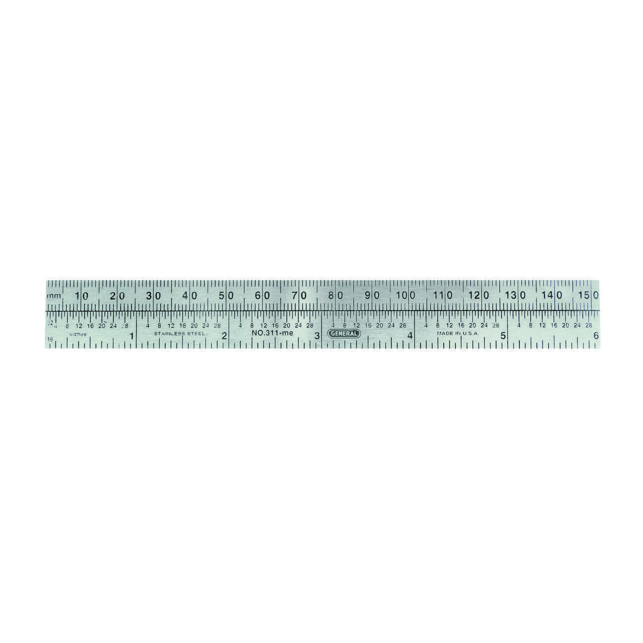 General 311-ME Straight Ruler, Stainless Steel, 3/4 in W - 1