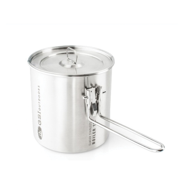 GSI 68190 Glacier Boiler, 1.2 qt Capacity, Stainless Steel, Silver, Folding, Locking Handle - 1