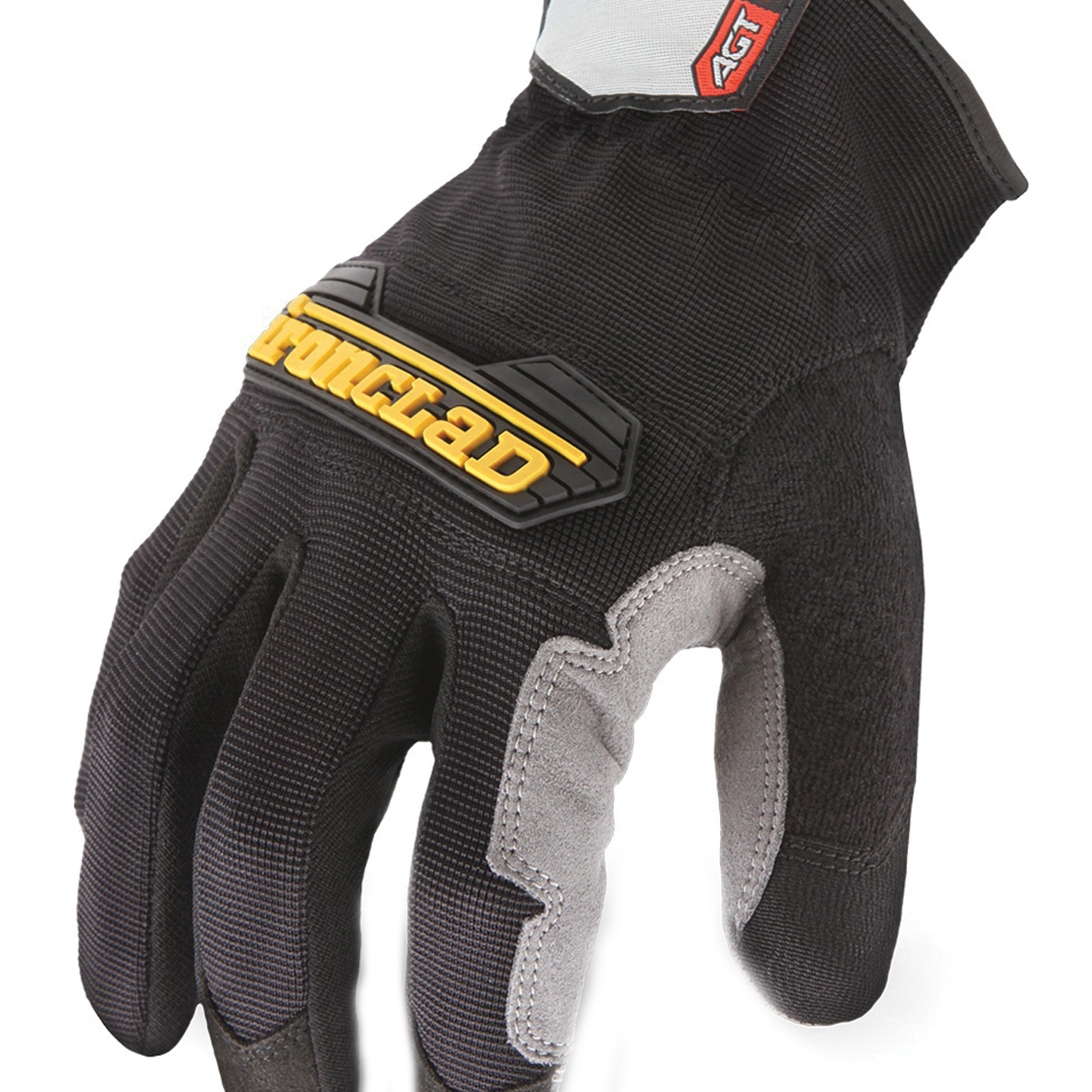 Ironclad WORKFORCE WFG-03-M Gloves, Men's, M, 18 in L, Open Cuff, Spandex/Suede, Black/Gray - 1