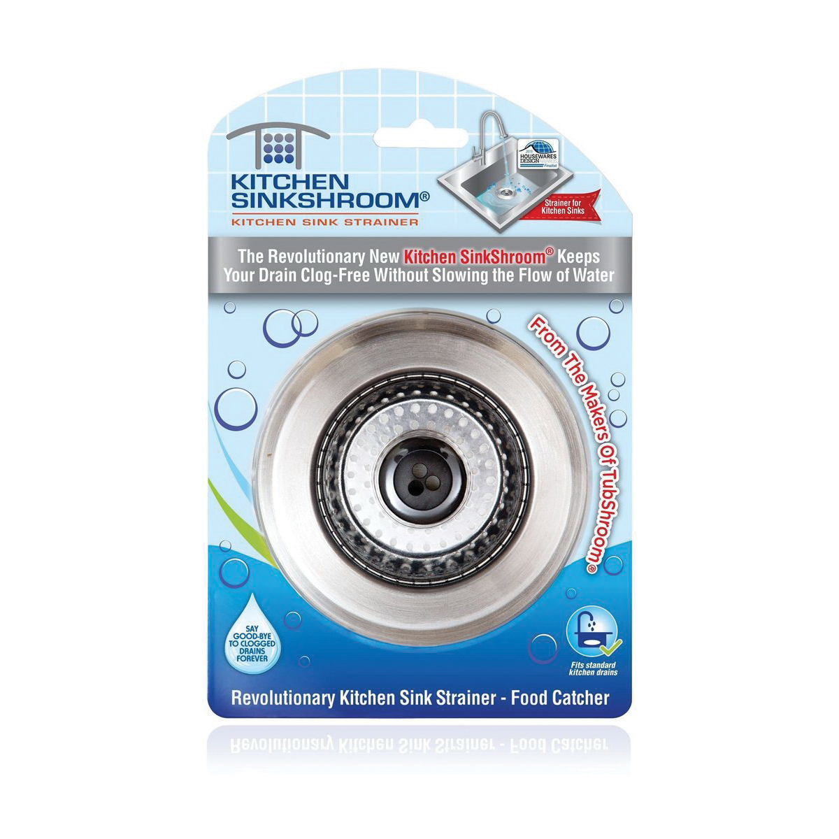 Kitchen SinkShroom 2161-WP-130 Kitchen Strainer, Anti-Clog, Stainless Steel, Silver, Chrome