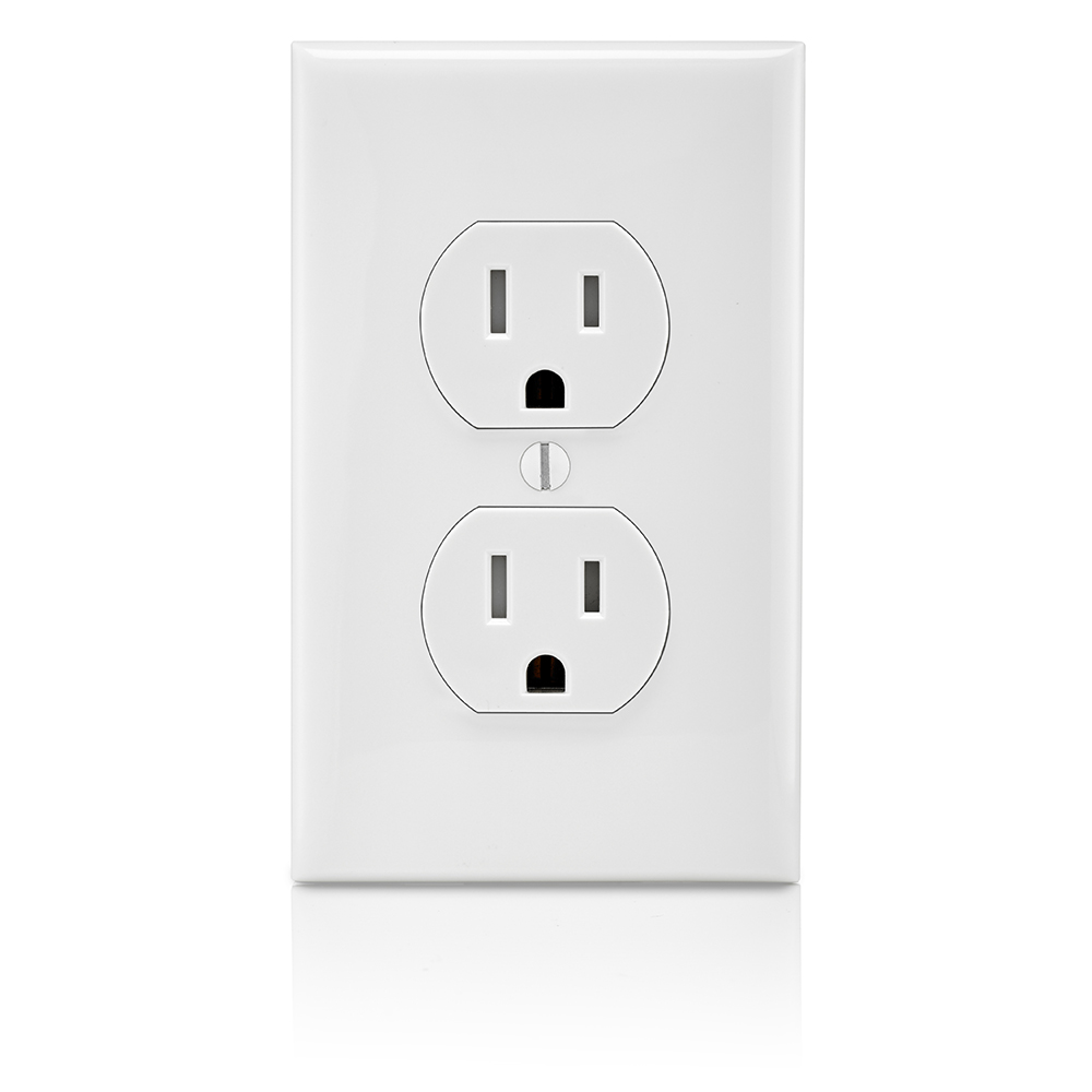 Leviton T5320-W Duplex Outlet, 2 -Pole, 15 A, 125 VAC, NEMA: 5-15R, White