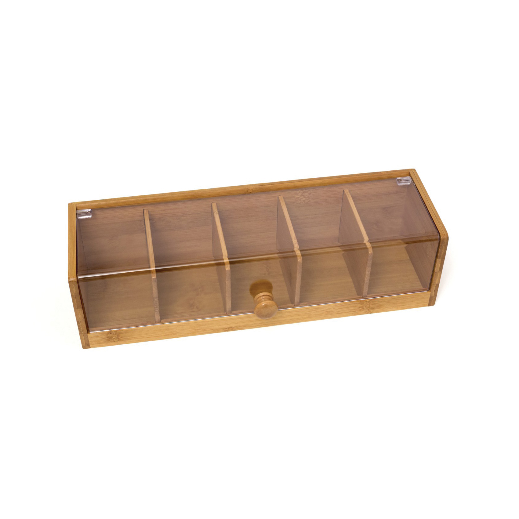 Lipper International 8187 Tea Box, 5 in L, 14 in W, 3-3/4 in H, Acrylic/Bamboo - 1