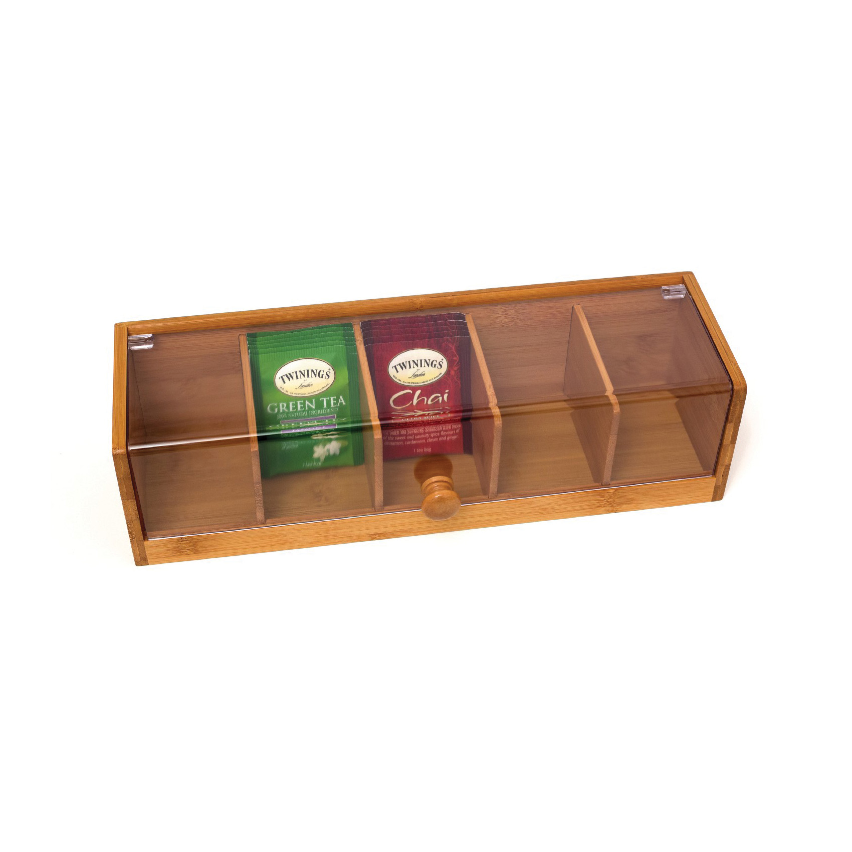 Lipper International 8187 Tea Box, 5 in L, 14 in W, 3-3/4 in H, Acrylic/Bamboo - 2