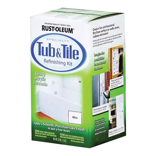 RUST-OLEUM SPECIALTY 7860519 Tub and Tile Refreshing Kit, Liquid, Solvent-Like, White, 1 qt Box - 1