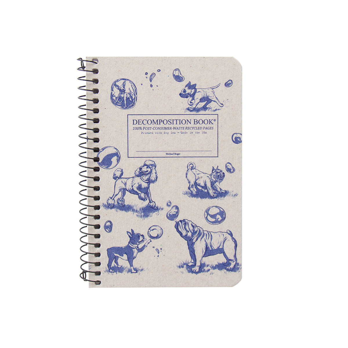 Decomposition 20383 Dogs and Bubbles Book, College Ruled, Lined Sheet, 6-1/4 x 4 in Sheet, 60-Sheet, Spiral Binding - 1