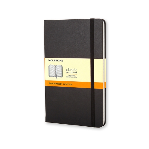 Moleskine Classic Notebook, Large, Ruled, Black, Hard Cover (5 X 8.25)