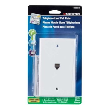 Just Hook It Up 140092-00 Telephone Jack Wallplate, White