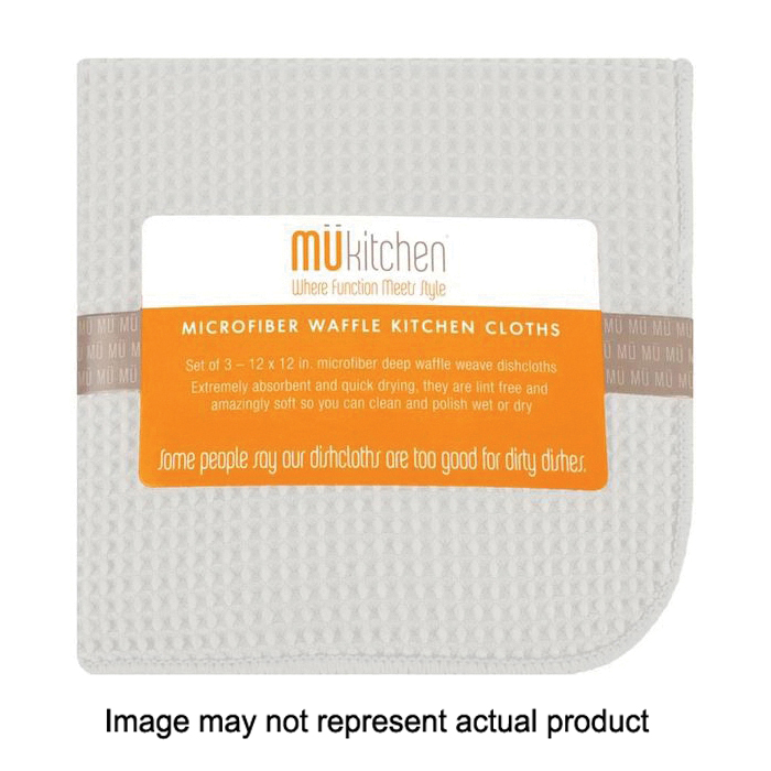 Mukitchen Kitchen Towels, Waffle, Microfiber, Storm - 2 towels