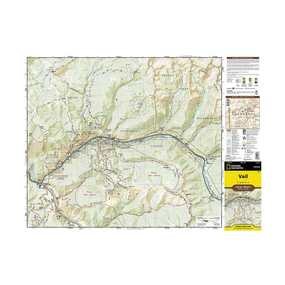 National Geographic TI00000602 Topographic Map, Vail - 2