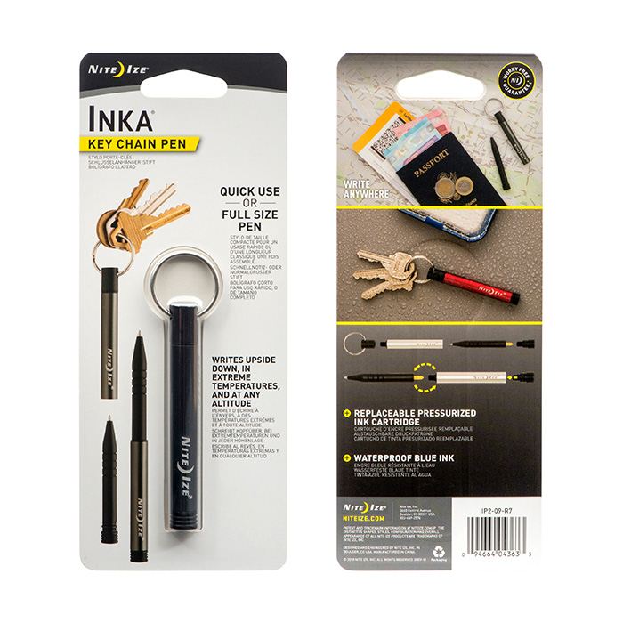 Nite Ize INKA IP2-09-R7 Key Chain Pen, Split Ring, Aluminum Case, Charcoal