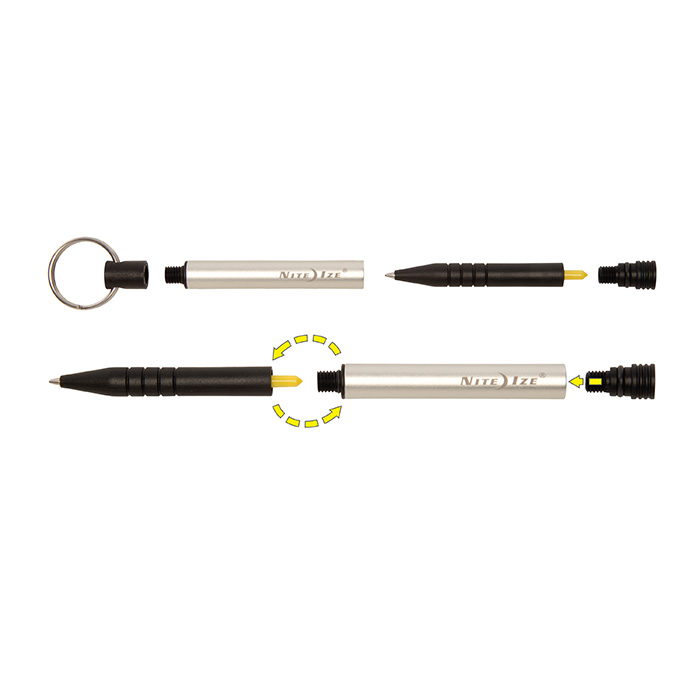 Nite Ize INKA IP2-09-R7 Key Chain Pen, Split Ring, Aluminum Case, Charcoal