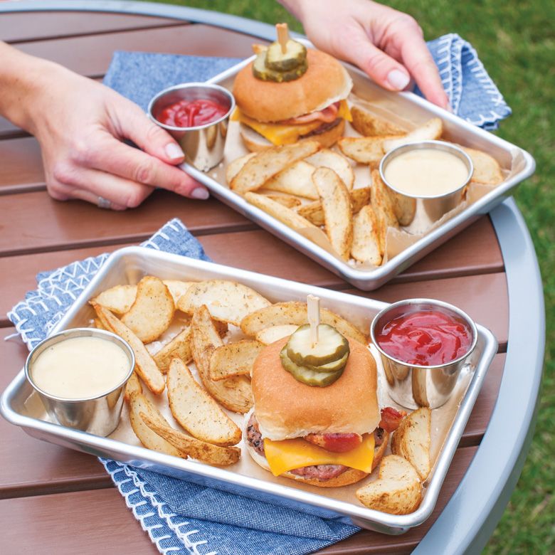 Nordic Ware 36570 Burger Serving Tray, Aluminum, Silver, 9.3 in L, 6-1/4 in W
