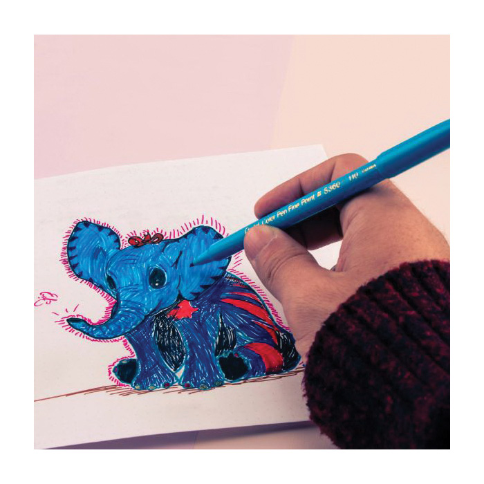 Pentel Arts Color Pen S360-136 Color Pen, Non-Retractable, Fine Tip, Baby Blue Ink, Water-Based Ink - 2