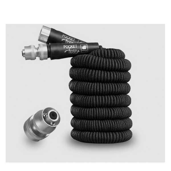 POCKET hose Silver Bullet 136436 Expanding Garden Hose, 3/4 in, 25 ft L, Plastic, Black - 1