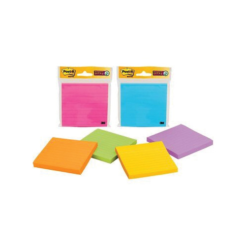 Post-it 4490-SSMX Sticky Note, 4 x 4 in, Blue/Green/Orange/Pink/Purple/Yellow, 90-Sheet - 1
