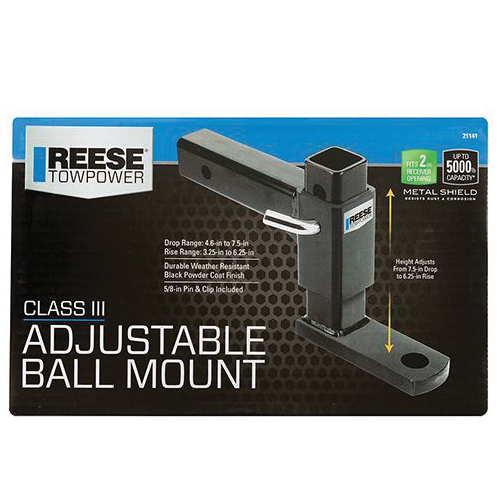 Reese Towpower 21141 Ball Mount, 1 in Dia Hitch Ball, Steel, Powder-Coated