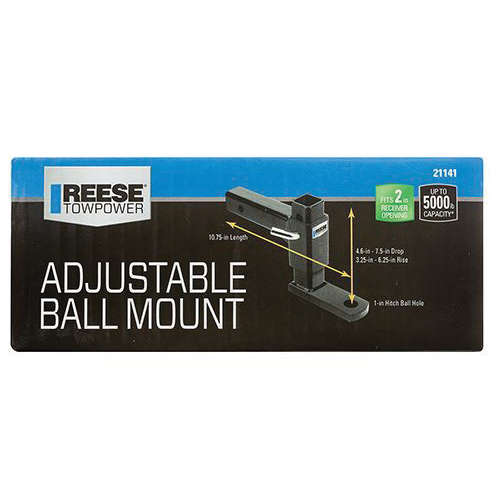 Reese Towpower 21141 Ball Mount, 1 in Dia Hitch Ball, Steel, Powder-Coated