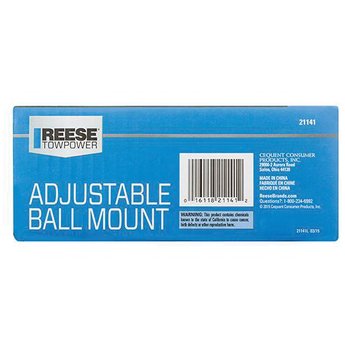 Reese Towpower 21141 Ball Mount, 1 in Dia Hitch Ball, Steel, Powder-Coated